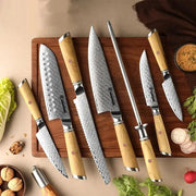 Damascus Steel Olive Wood Chefs Knife 132A Chef Knife by China Dropship