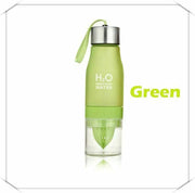 Green Drinking Water Bottle with Fruit Infuser Cup Outdoor Sports Travel 650ml by salelink.co.nz