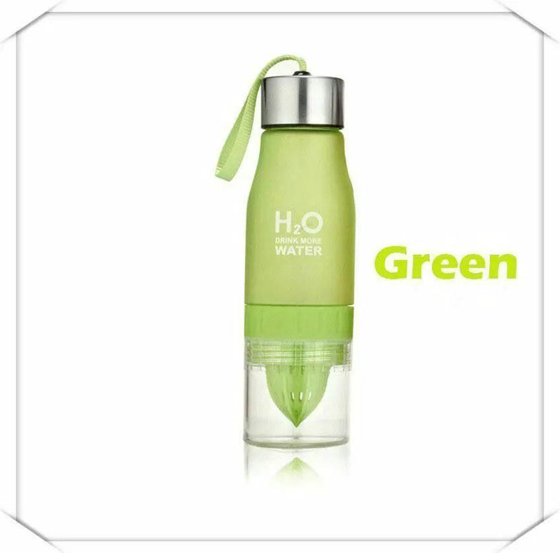 Green Drinking Water Bottle with Fruit Infuser Cup Outdoor Sports Travel 650ml by salelink.co.nz