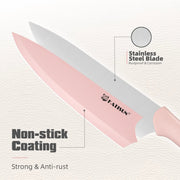 Kitchen Knife Set With Block, 14 Piece Pink Non-Stick Paint Coating Stainless Steel Knives Set, Anti-Rust And Dishwasher Safe, 12 Knives With Kitchen Shears And Block Pink - Pink by China Dropship