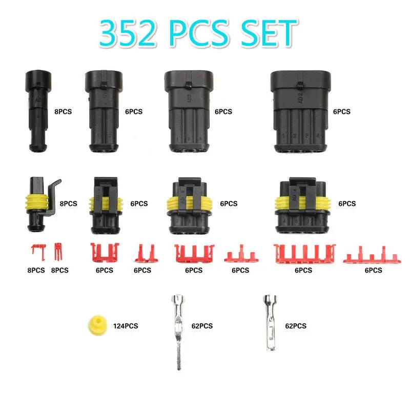 352pcs Waterproof Car Auto Electrical Wire Connector Plug 1-4 Pin Way Plug Kit by salelink.co.nz