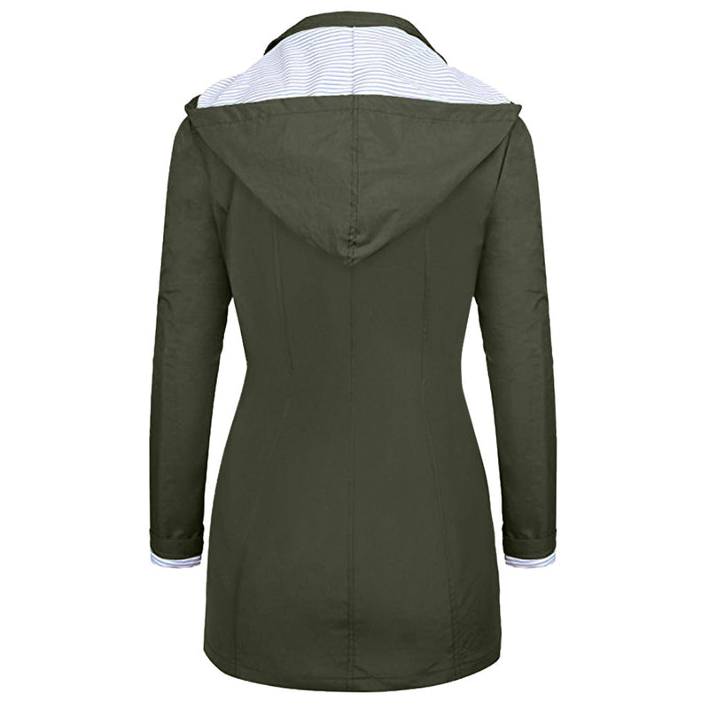 Womens Lightweight Waterproof Rain Jacket With Packable Hooded Shell