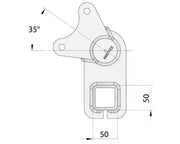 Illustration of Drop Beam Axle with dimensions showing angles and measurements for precise installation.