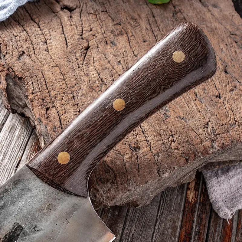 Cutting Meat With Carbon Steel Butcher Knife Brown by China Dropship