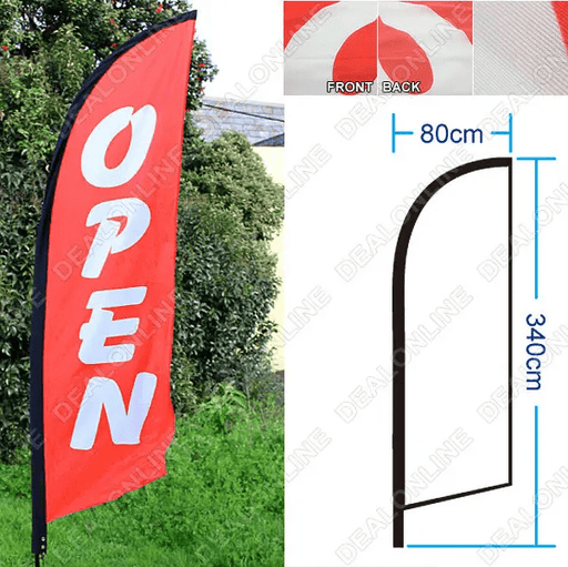 'OPEN' 4m Sign Commercial Feather Banner Flag by dealonline.co.nz