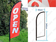 dealonline.co.nz dealonlinenz 4m "OPEN" - Commercial Feather Banner Flag Set sign with Ground Drill 4m Open Feather Banner Flag Set for Outdoor Sign