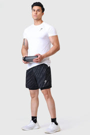 2 in 1 Printed Compression Shorts Black by Fuaark Nz