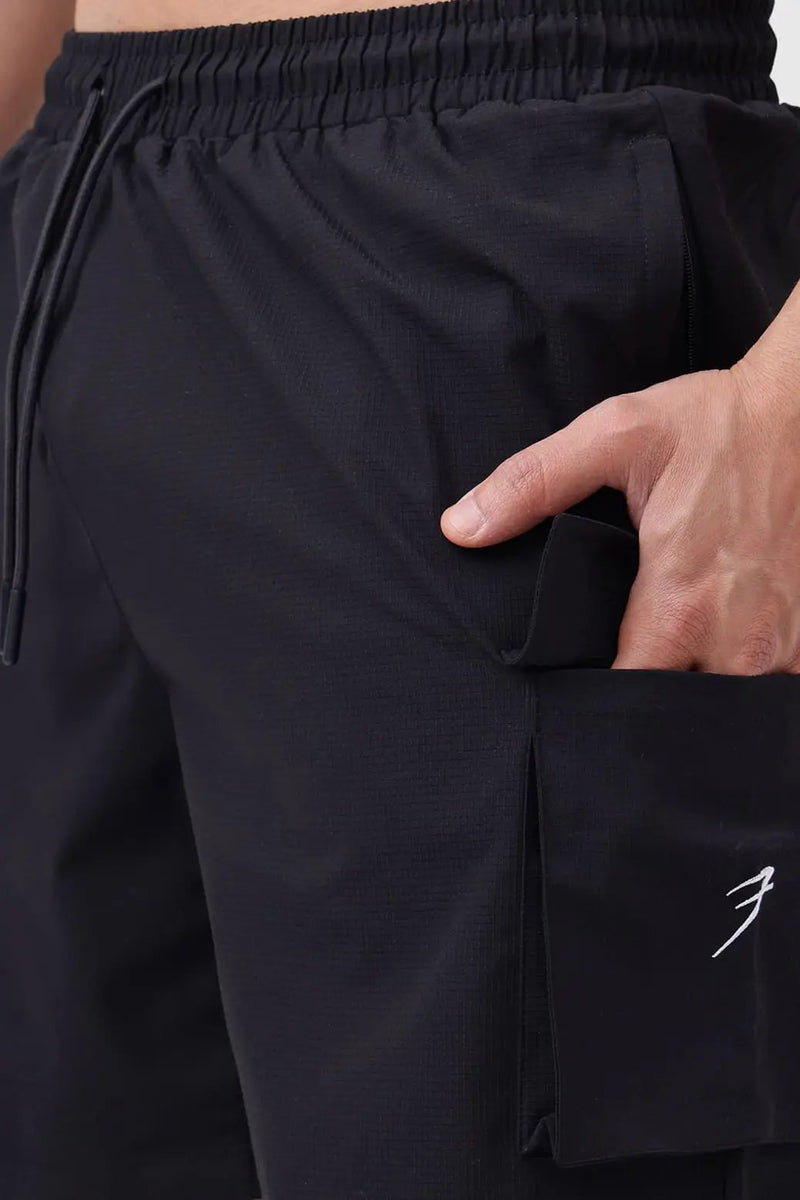 Delta Cargo Shorts Black by Fuaark Nz
