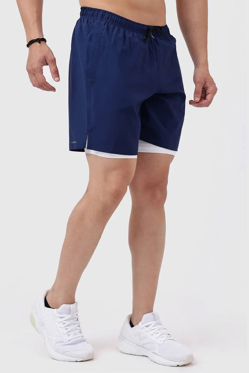 2 in 1 Compression Shorts Navy by Fuaark Nz