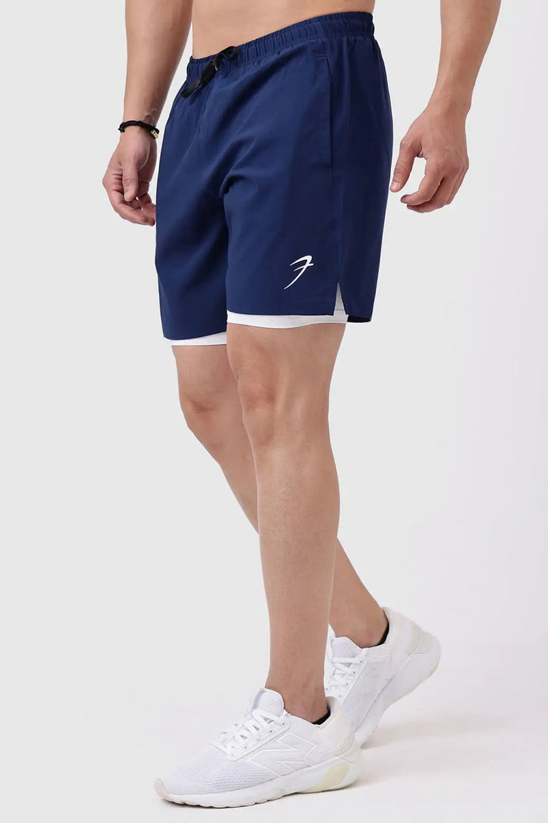 2 in 1 Compression Shorts Navy by Fuaark Nz