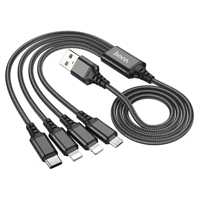 HOCO 4in1 Cable (iP+iP+Type-C+Micro) 1M by salelink.co.nz