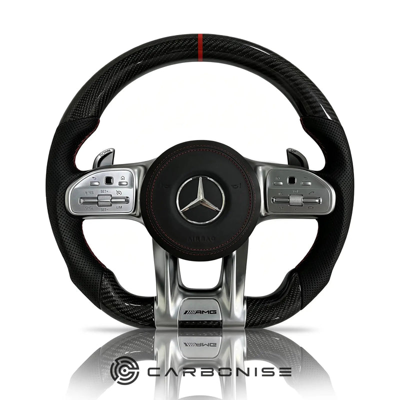 Mercedes-Benz Steering Wheel (Carbon Fiber+Perforated Leather) #25 by CARBONISE