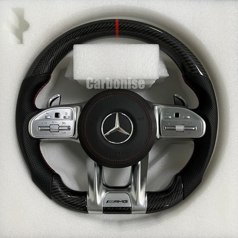 Mercedes-Benz Steering Wheel (Carbon Fiber+Perforated Leather) #25 by CARBONISE