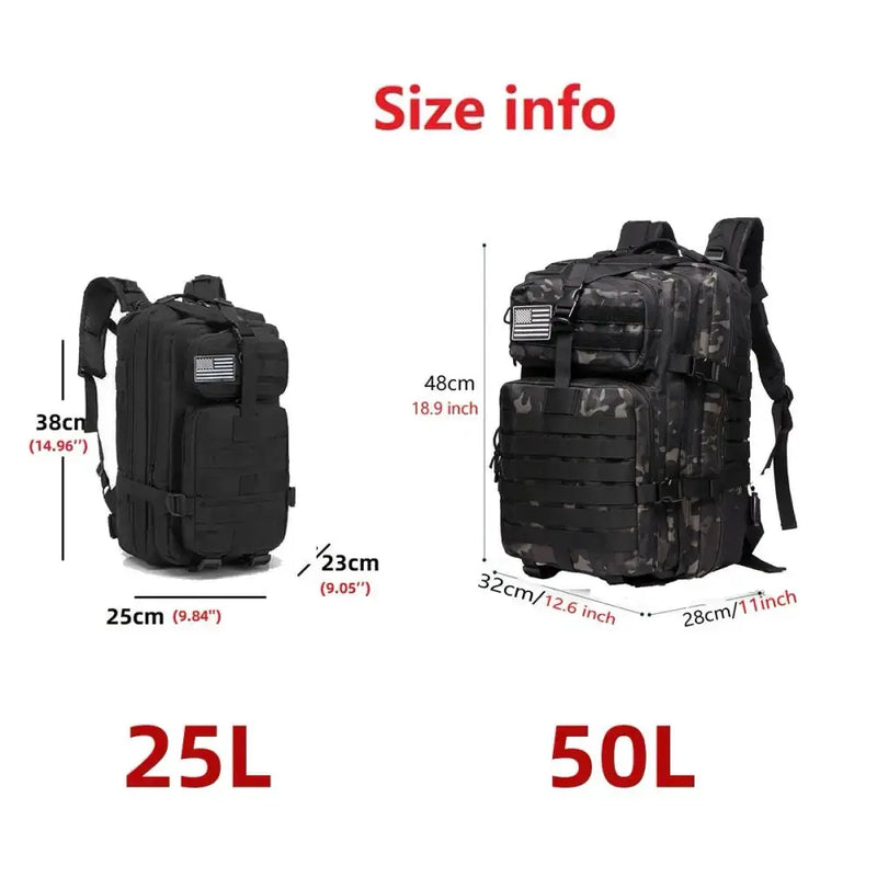 25L/50L Waterproof Tactical Outdoor Backpack by Habicare