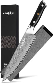Kegani Meat Cleaver Knife 7 Inch - Damascus 73 Layers AUS-10 Steel Core Butcher Knife - G10 Handle Chinese Knife With Gift Box & Sheath - Chef Knife-Silver Knight Series by China Dropship
