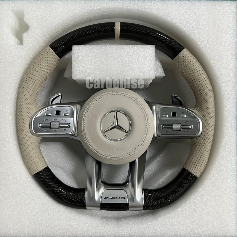 Mercedes-Benz Steering Wheel (Carbon Fiber+Perforated Leather) #26 by CARBONISE