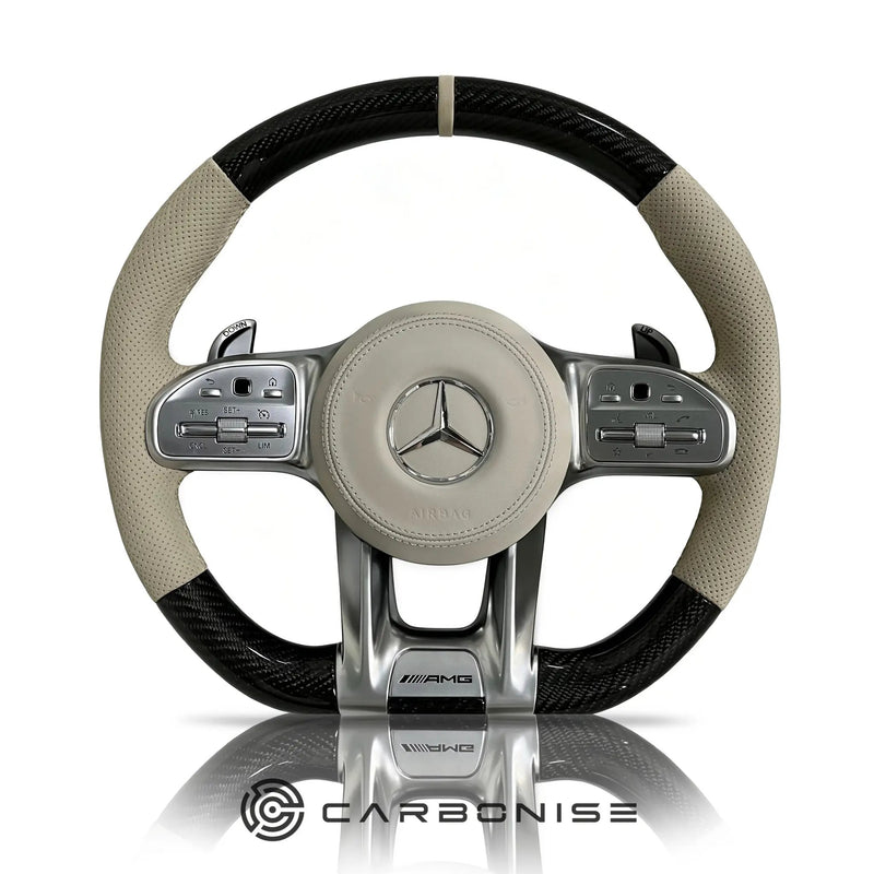 Mercedes-Benz Steering Wheel (Carbon Fiber+Perforated Leather) #26 by CARBONISE