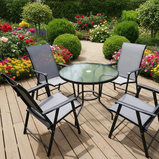 Quality Round Glass Table & 4 Chairs by dealonline.co.nz