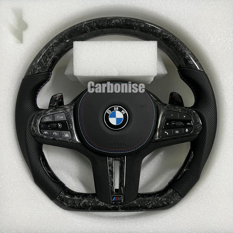 BMW Steering Wheel (Forged Carbon Fiber+Perforated Leather) #27 by CARBONISE
