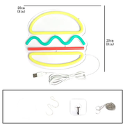 Neon Sign LED Tube Handmade Visual Bar Pub Club Wall Decor Ligh Burger by dealonline.co.nz