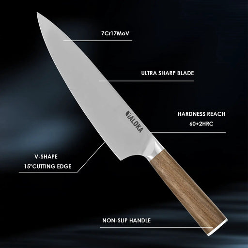 Chef Knife - 8-Inch Professional Japanese Kitchen Knife, Ultra Sharp Gyuto Knife Full Tang Ergonomic Natural Wood Handle, Cooking Knife With Gift Box - 8Inch Chef Knife by China Dropship