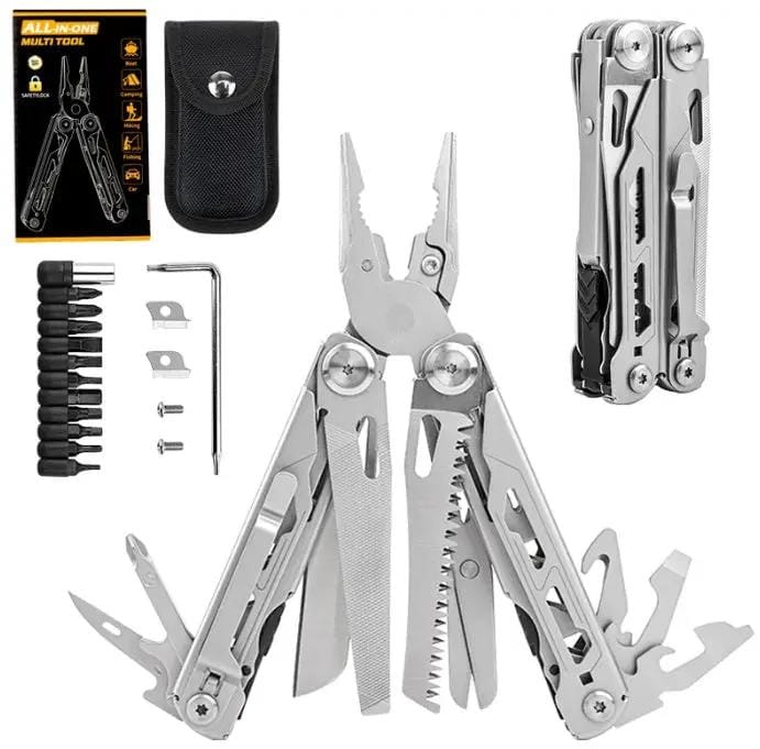 g8buynz Heavy-Duty 28-in-1 Multi-Tool Pliers Portable Pocket Tool Kit with Sheath & Bits Camping, Hiking Heavy-Duty 28-in-1 Multi-Tool Pliers Portable Pocket Tool Kit with Sheath & Bits Camping, Hiking