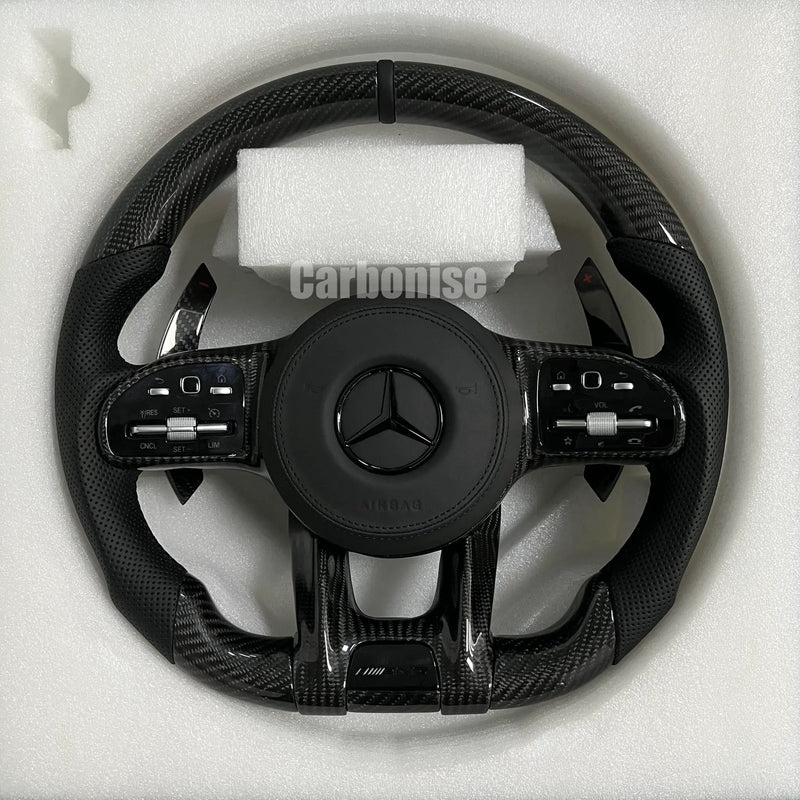 Mercedes-Benz Steering Wheel (Carbon Fiber+Perforated Leather) #29 by CARBONISE