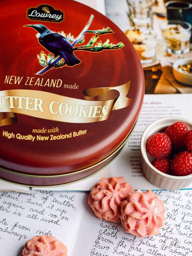 Lowrey Foods Butter Cookies Lowrey Raspberry Butter Cookies Gift Tin | New Zealand Made Lowrey Raspberry Butter Cookies Gift Tin | New Zealand Made