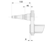Drop Beam Axle technical drawing with dimensions of 150mm length and 46mm width.