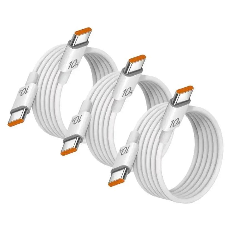 USB-C to USB-C Charger Cable - Universal (White) 0.25m (Pack of 3) by 9eight5