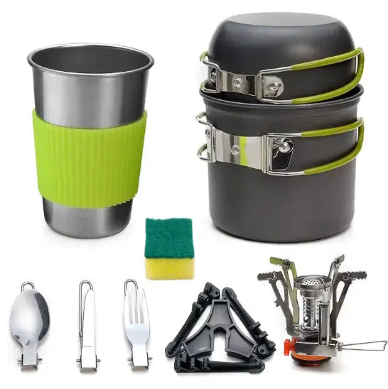 Portable Camping Stove Set - Compact Outdoor Cooking System with Windscreen | Backpacking Gas Stove by Mead's Supply & Equipment Outfitters limited