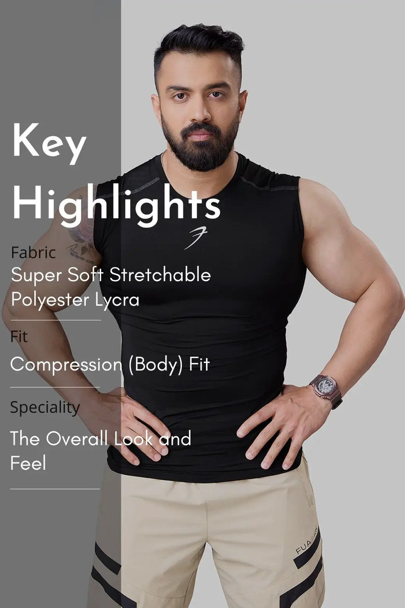 Compression Sleeveless Tank Black by Fuaark Nz
