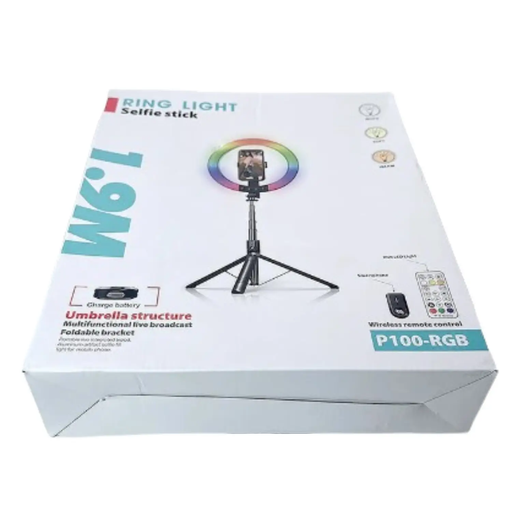 1.9m Ring Light Selfie Stick P100RGB by 9eight5