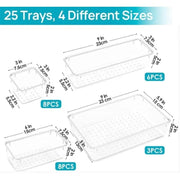 g8buynz g8buynz 25pcs Drawer storage box set transparent plastic multifunctional organizer 25pcs 25pcs Drawer storage box set transparent plastic multifunctional organizer 25pcs