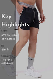Snap Colourblock Shorts Black by Fuaark Nz