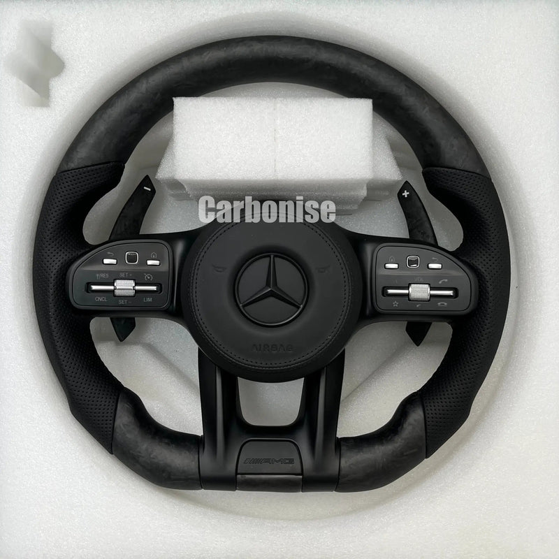 Mercedes-Benz Steering Wheel ( Forged Matte Carbon Fiber+Perforated Leather) #02 by CARBONISE