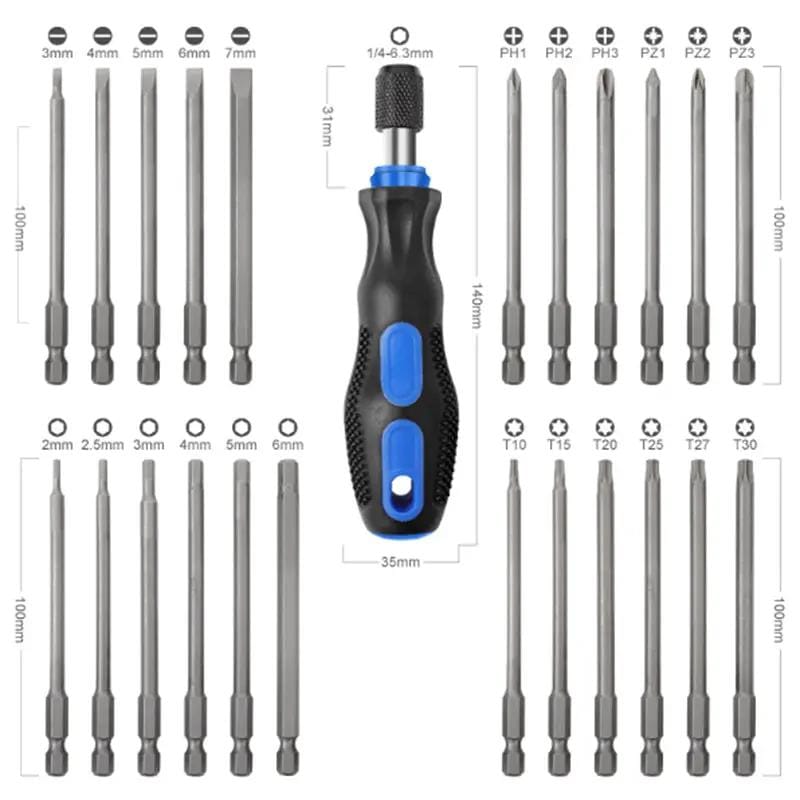 g8buynz g8buynz Extended Screwdriver Set 24 in 1 Bits Self-Locking Magnetic Handle Extended Screwdriver Set 24 in 1 Bits Self-Locking Magnetic Handle