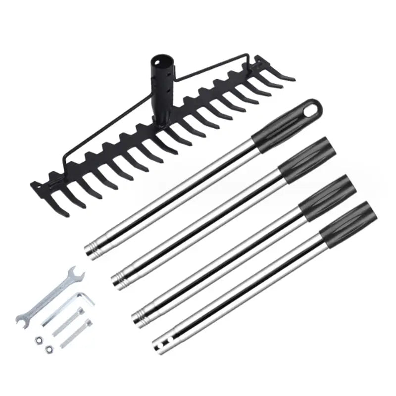 g8buynz g8buynz Multifunctional grass rake 17 Steel Tines Metal Head with Stainless Steel Handle Multifunctional grass rake 17 Steel Tines Metal Head with Stainless Steel Handle