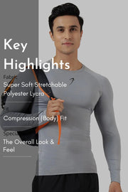 Compression Fullsleeves T-shirt Sea Grey by Fuaark Nz