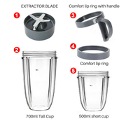 5pcs Cups and Blade Replacement Kit For NutriBullet Juicer 900W/600W by salelink.co.nz