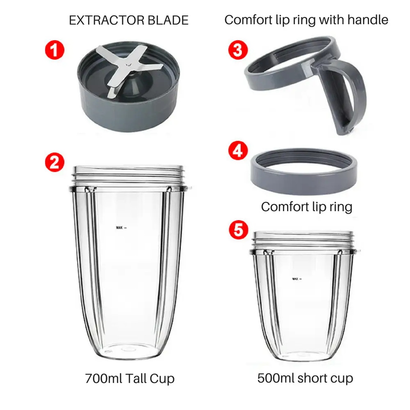 5pcs Cups and Blade Replacement Kit For NutriBullet Juicer 900W/600W by salelink.co.nz