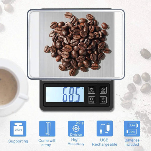 Digital Pocket Scale with USB Rechargeable 3000g/0.1g by salelink.co.nz