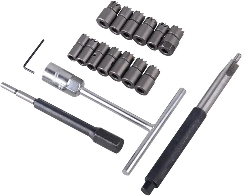17PCS Diesel Injector Seat Cutter Cleaner Tool Set by salelink.co.nz