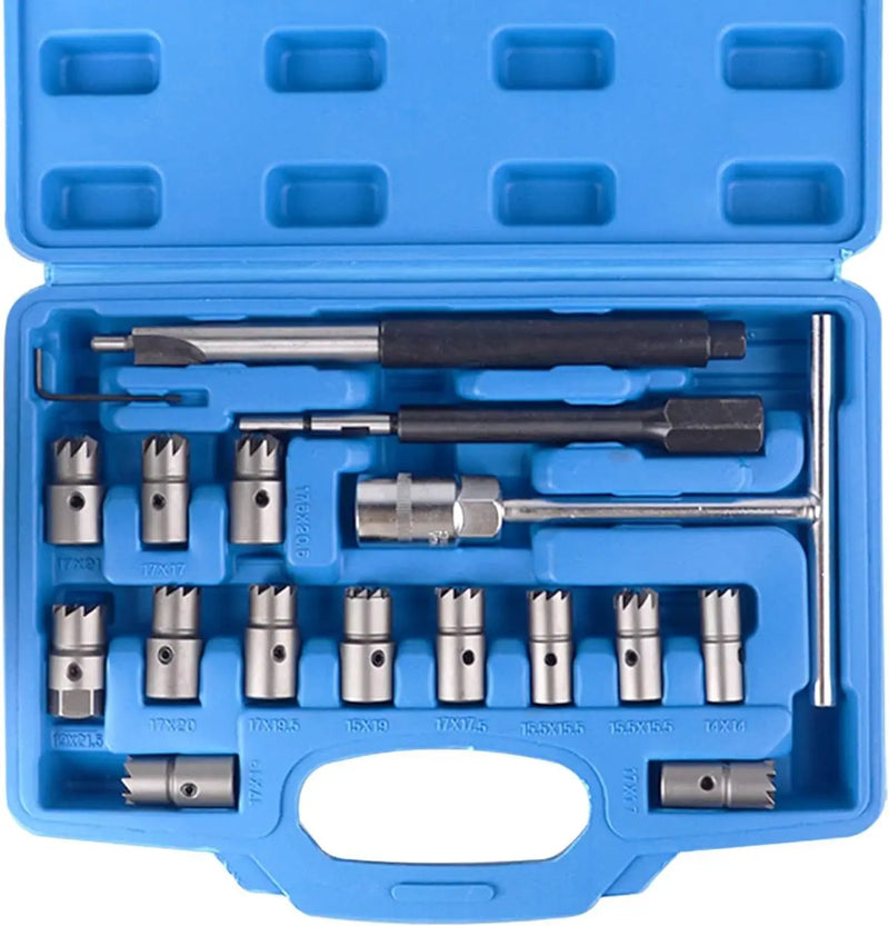 17PCS Diesel Injector Seat Cutter Cleaner Tool Set by salelink.co.nz