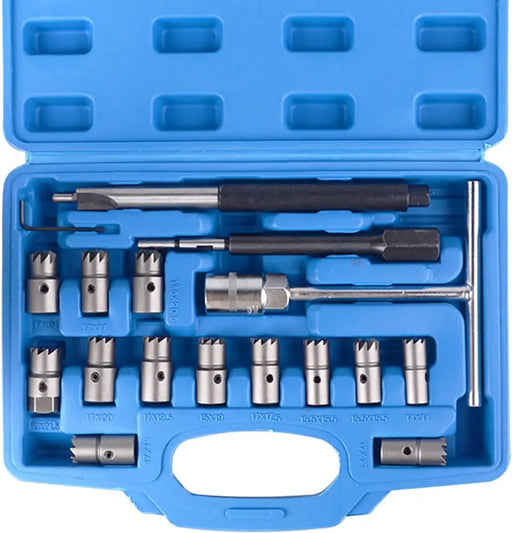 17PCS Diesel Injector Seat Cutter Cleaner Tool Set by salelink.co.nz