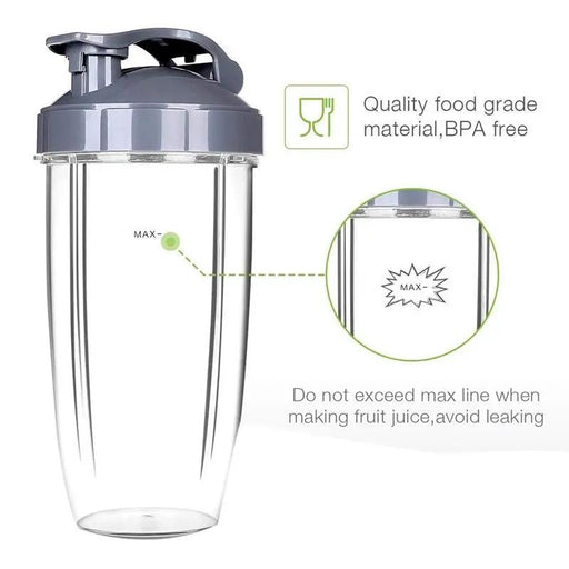 6pcs 32oz Cups & Resealable Lids & Gaskets Set for NutriBullet 900W/600W by salelink.co.nz