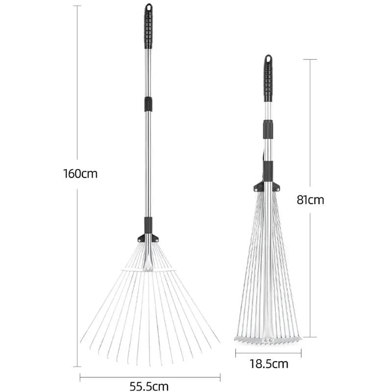 g8buynz g8buynz Stainless steel Leaf Rake Adjustable Garden Camping Rake Stainless steel Leaf Rake Adjustable Garden Camping Rake