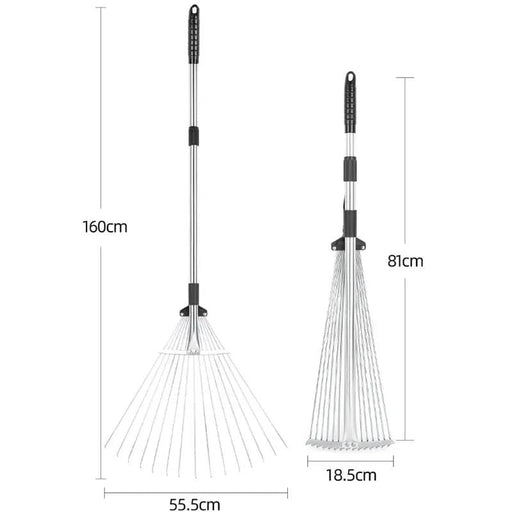 g8buynz g8buynz Stainless steel Leaf Rake Adjustable Garden Camping Rake Stainless steel Leaf Rake Adjustable Garden Camping Rake