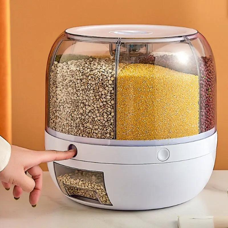 g8buynz g8buynz Rice Dispenser 6-Grid Rice Storage Container Rotating Rice Storage Bucket Rice Dispenser 6-Grid Rice Storage Container Rotating Rice Storage Bucket
