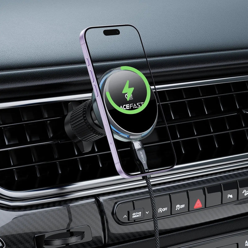 25W Qi2 Wireless Charging Phone Holder for Air Vent, with Active Cooling, Ambient Light (D61) by BroDeals